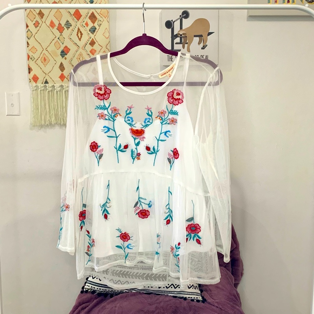 beautiful embroidered white blouse